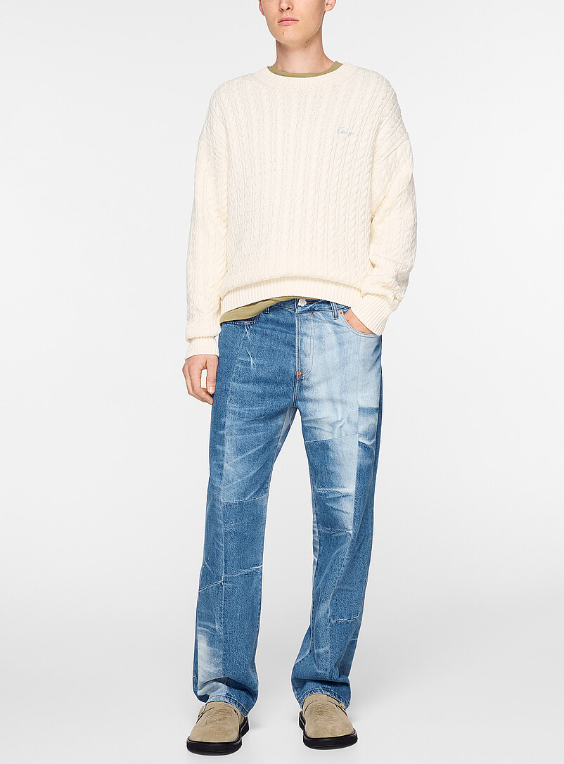 Patchwork straight-leg jean product image (primary)