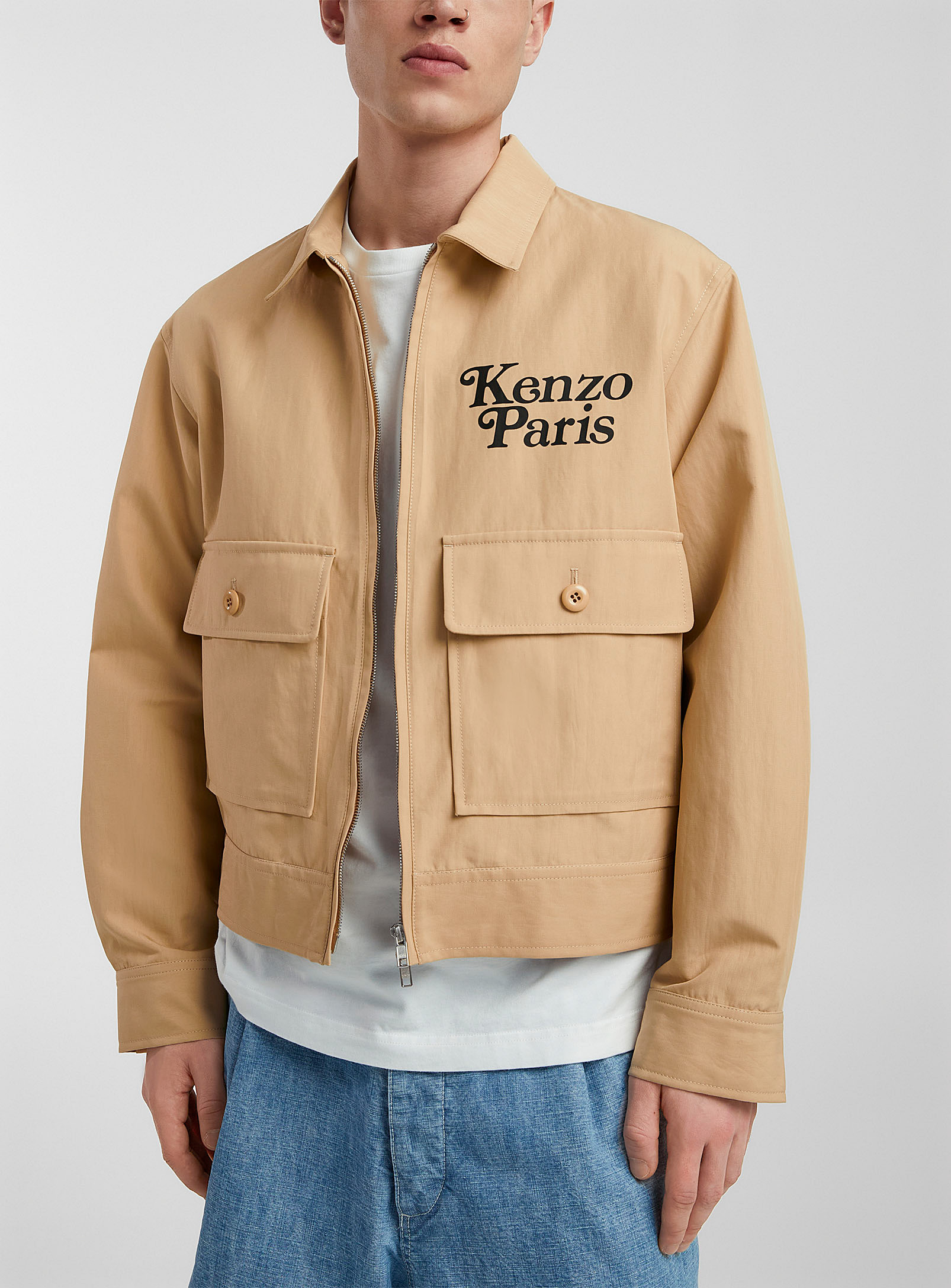 Shop Kenzo By Verdy Cropped Jacket In Honey/camel