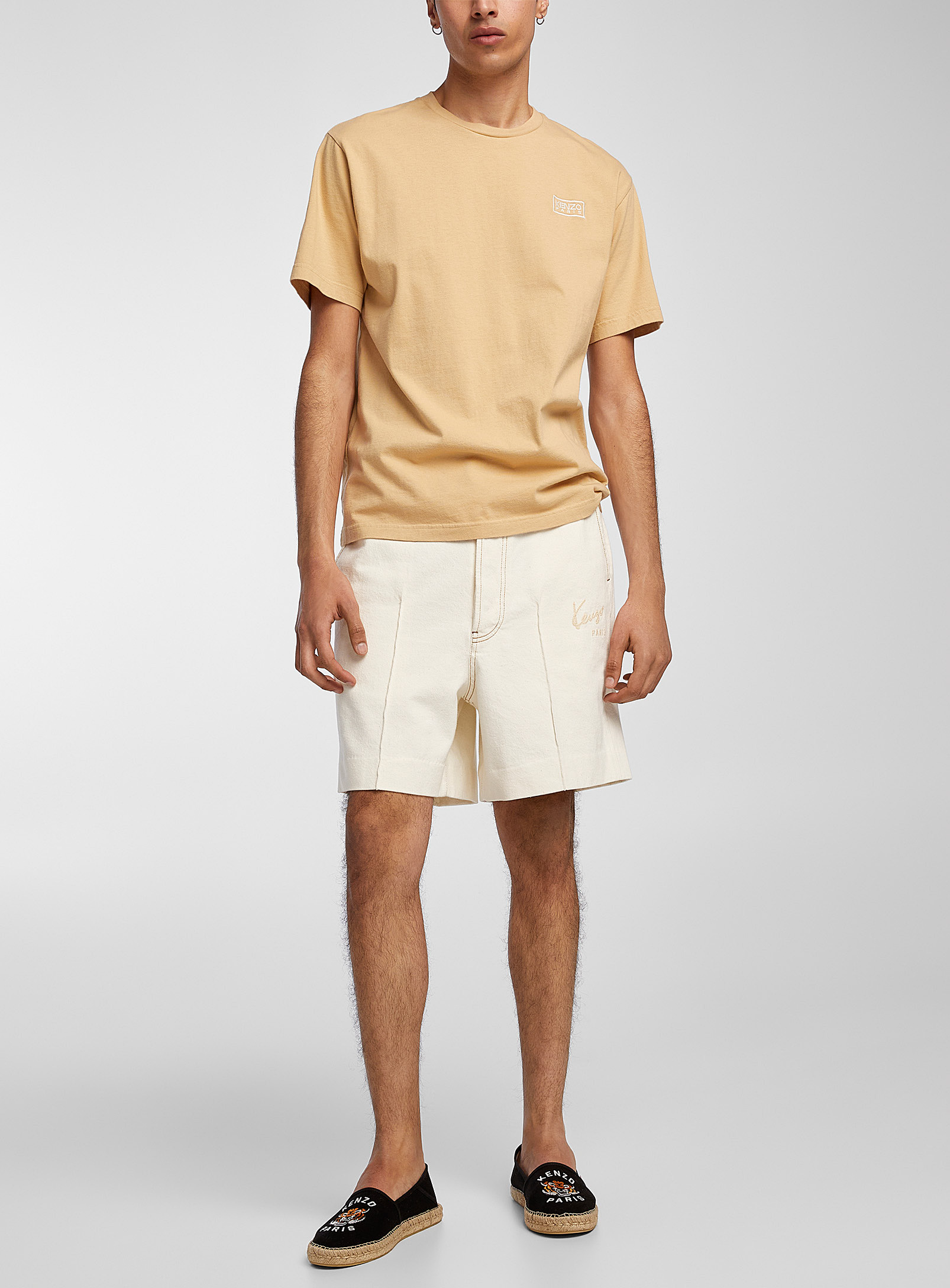 Kenzo Créations Denim Bermuda Shorts In Off White