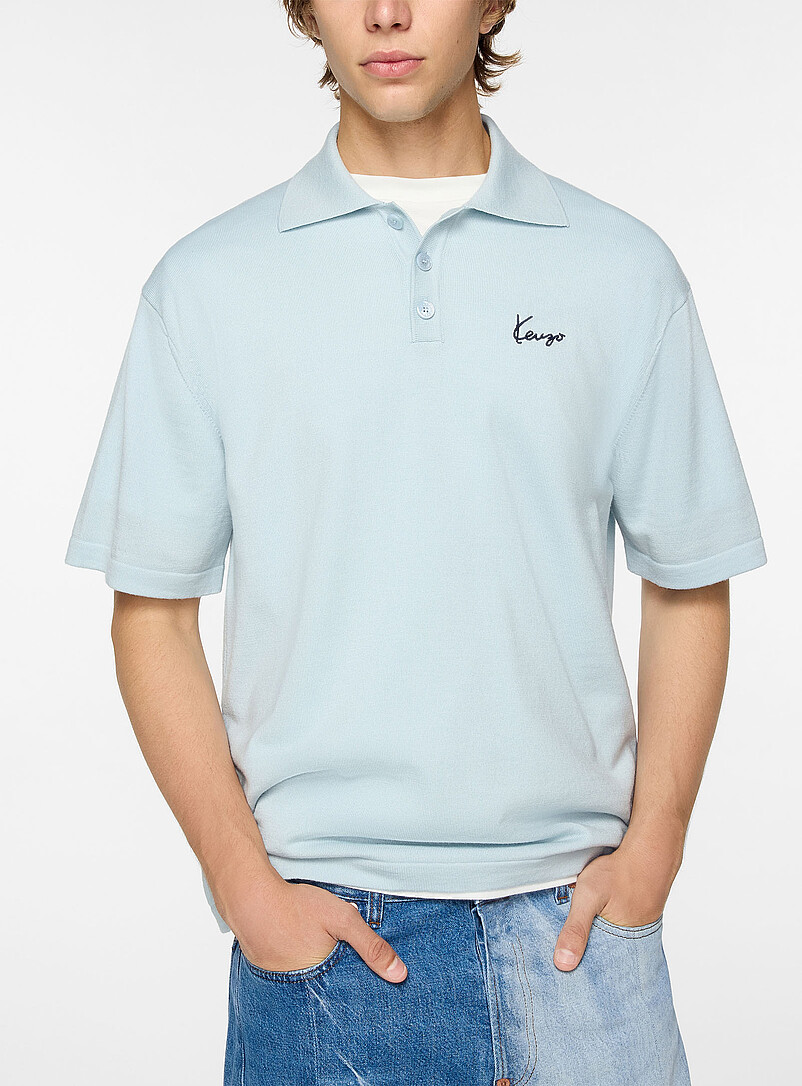 Cursive signature wool polo shirt product image (primary)