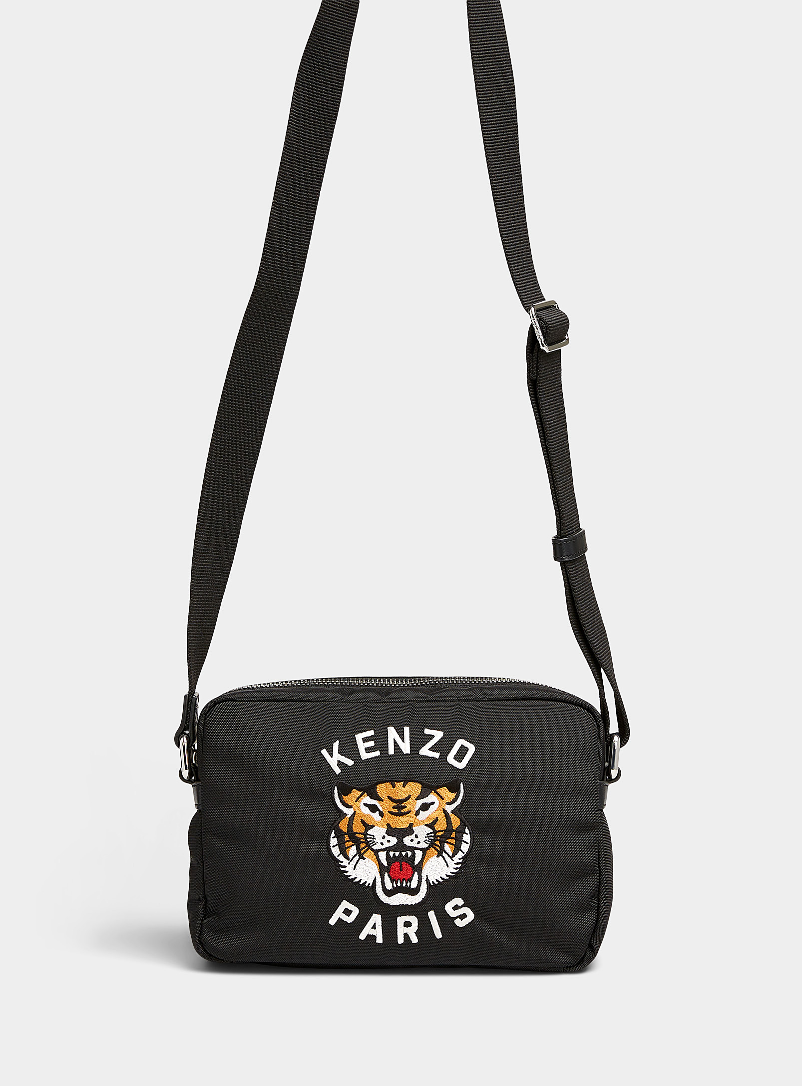 Kenzo Tiger Embroidered Crossbody Bag In Black