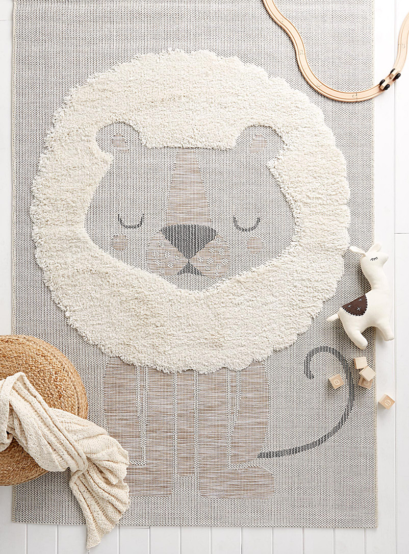 Simons Maison Cream Beige Sleepy lion rug See available sizes