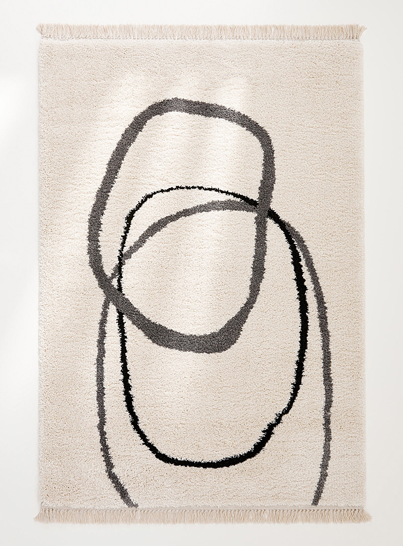 Simons Maison Cream Beige Abstract circularity shag rug See available sizes