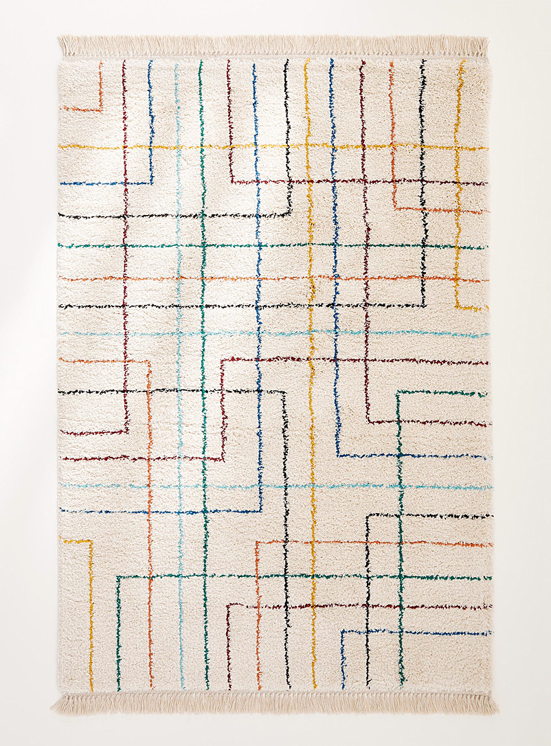 Multicolour-line shag rug See available sizes | Simons Maison