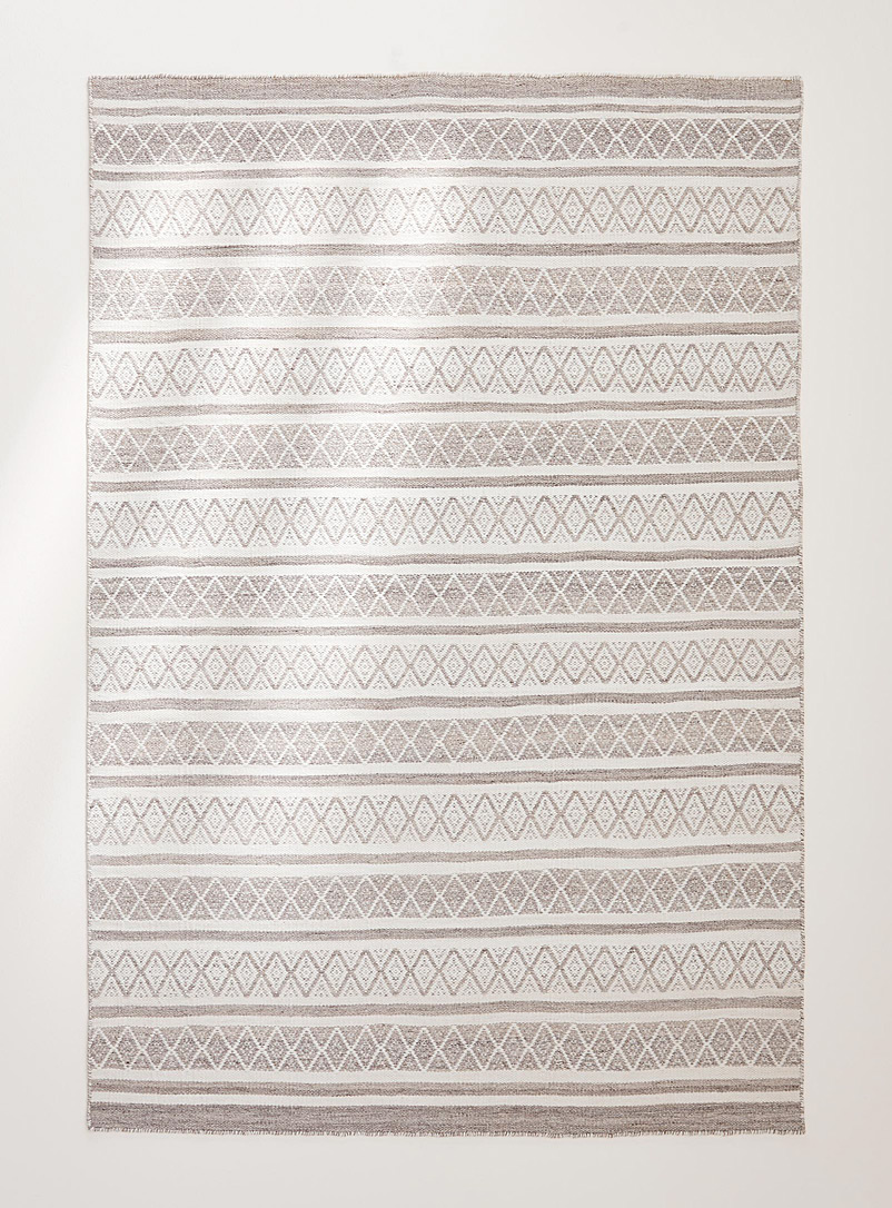 Simons Maison Ivory White Diamond stripes rug See available sizes