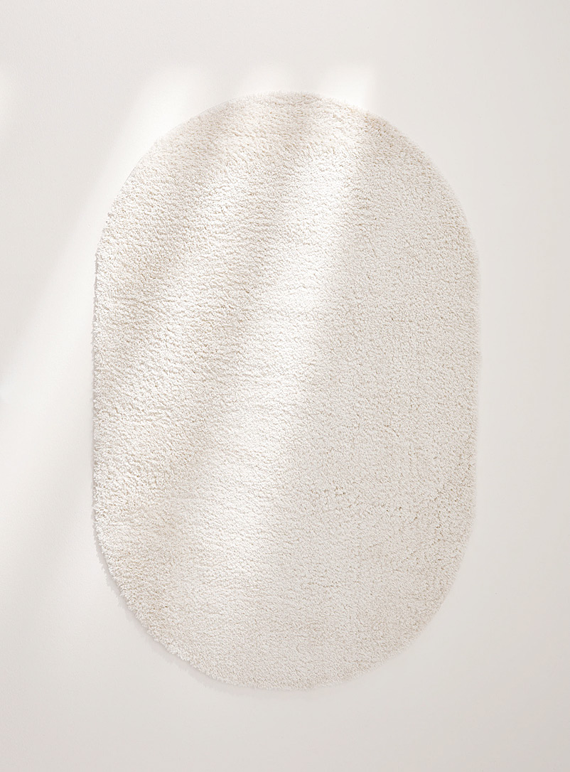Simons Maison: Le tapis shag oval essence de la nature 120 x 180 cm Ivoire blanc os