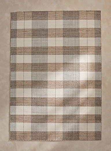 Simons Maison: Le tapis carreaux neutres Voir nos formats offerts Brun &agrave; motifs