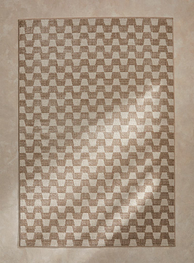 Simons Maison: Le tapis damier sinueux Voir nos formats offerts Ivoire - Beige cr&egrave;me