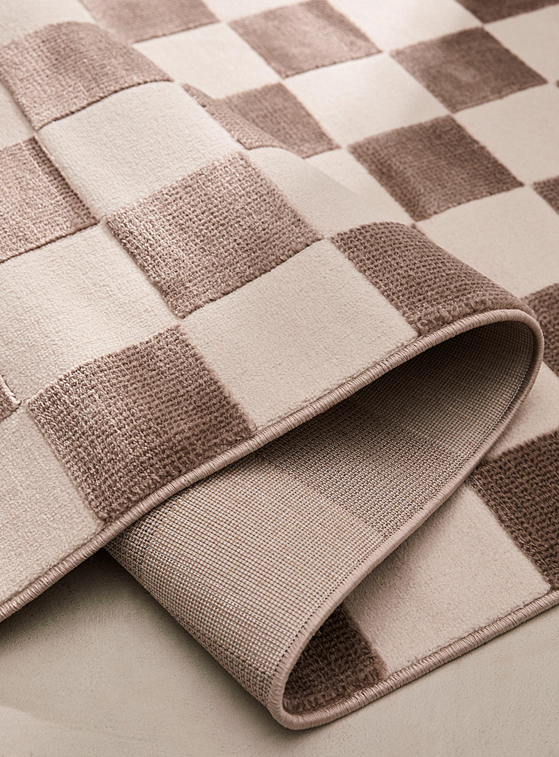 Simons Maison: Le tapis damier deux tons Voir nos formats offerts Ivoire - Beige cr&egrave;me