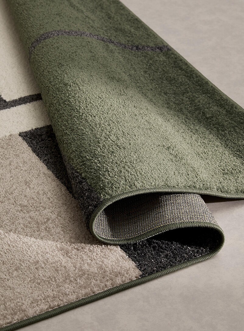 Simons Maison: Le tapis modernisme g&eacute;om&eacute;trique Voir nos formats offerts Vert fonc&eacute; - Mousse