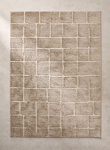 Simons Maison: Le tapis quadrillage moderne Voir nos formats offerts Ivoire - Beige cr&egrave;me
