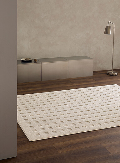 Simons Maison Off White Flat-woven checkers ivory rug See available sizes