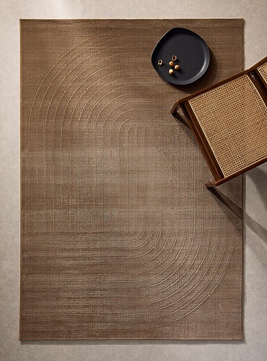 Simons Maison: Le tapis lignes courbes relief Voir nos formats offerts Brun