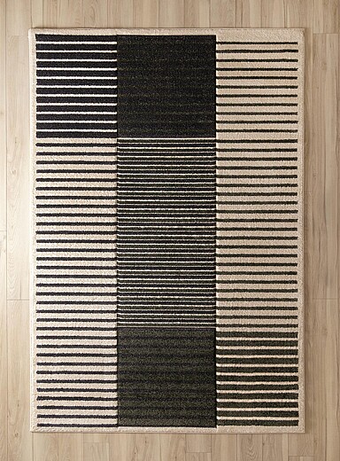 Simons Maison: Le tapis de couloir colonnes ray&eacute;es Voir nos formats offerts Blanc &agrave; motifs