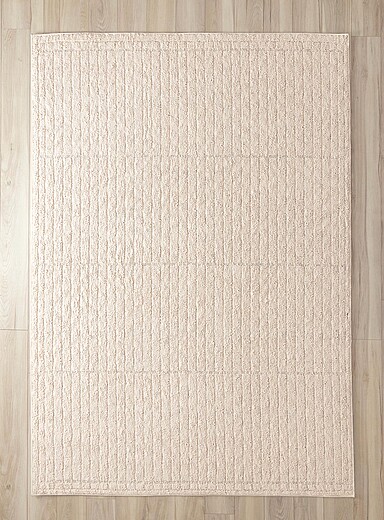 Simons Maison Ivory/Cream Beige Textured stripes rug See available sizes