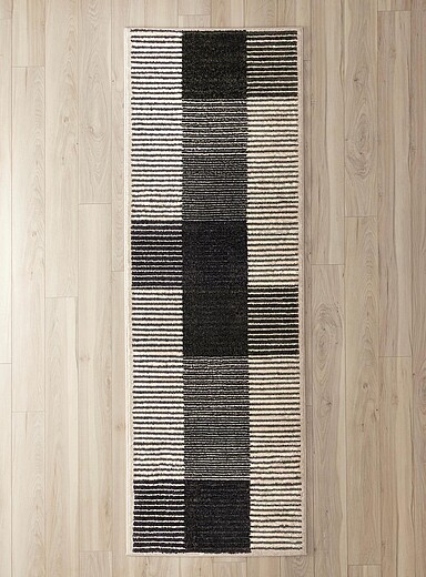 Simons Maison Patterned White Striped columns hallway rug