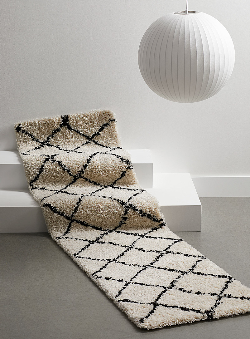 Simons Maison: Le tapis de couloir treillis pointillé 60 x 230 cm Blanc crème