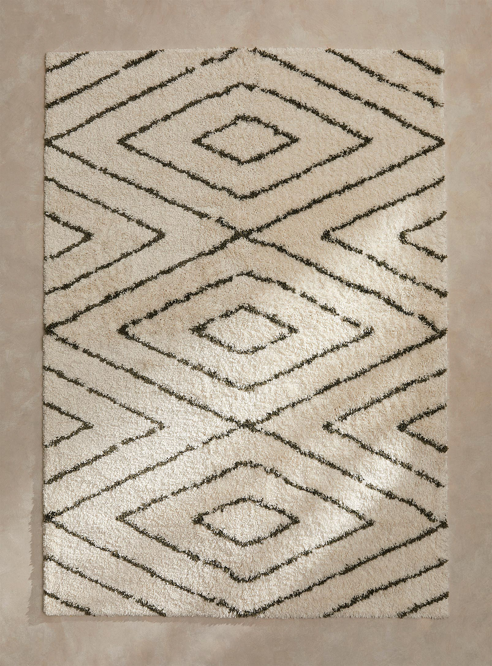 Simons Maison Repeated Diamonds Shag Rug See Available Sizes In Patterned White