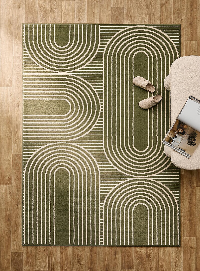 Geometric Arches Dark Green Rug See Available Sizes