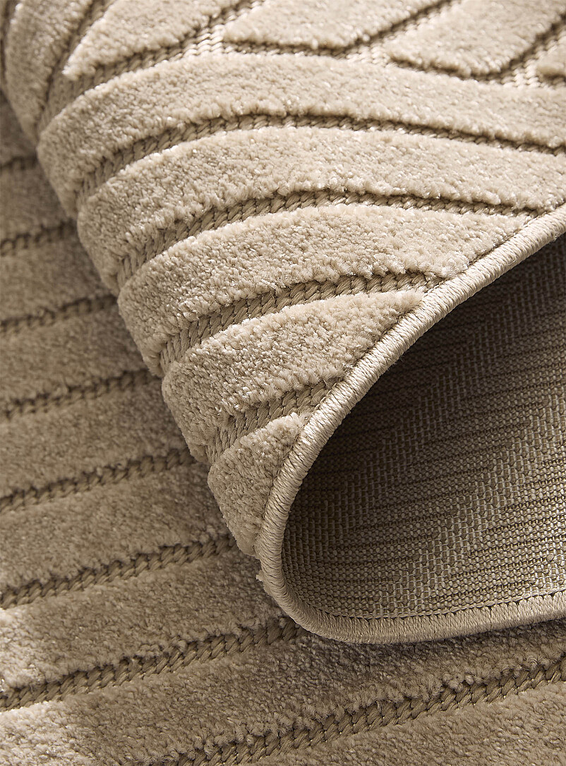 Multidirectional engraved stripes beige rug See available sizes product image 2