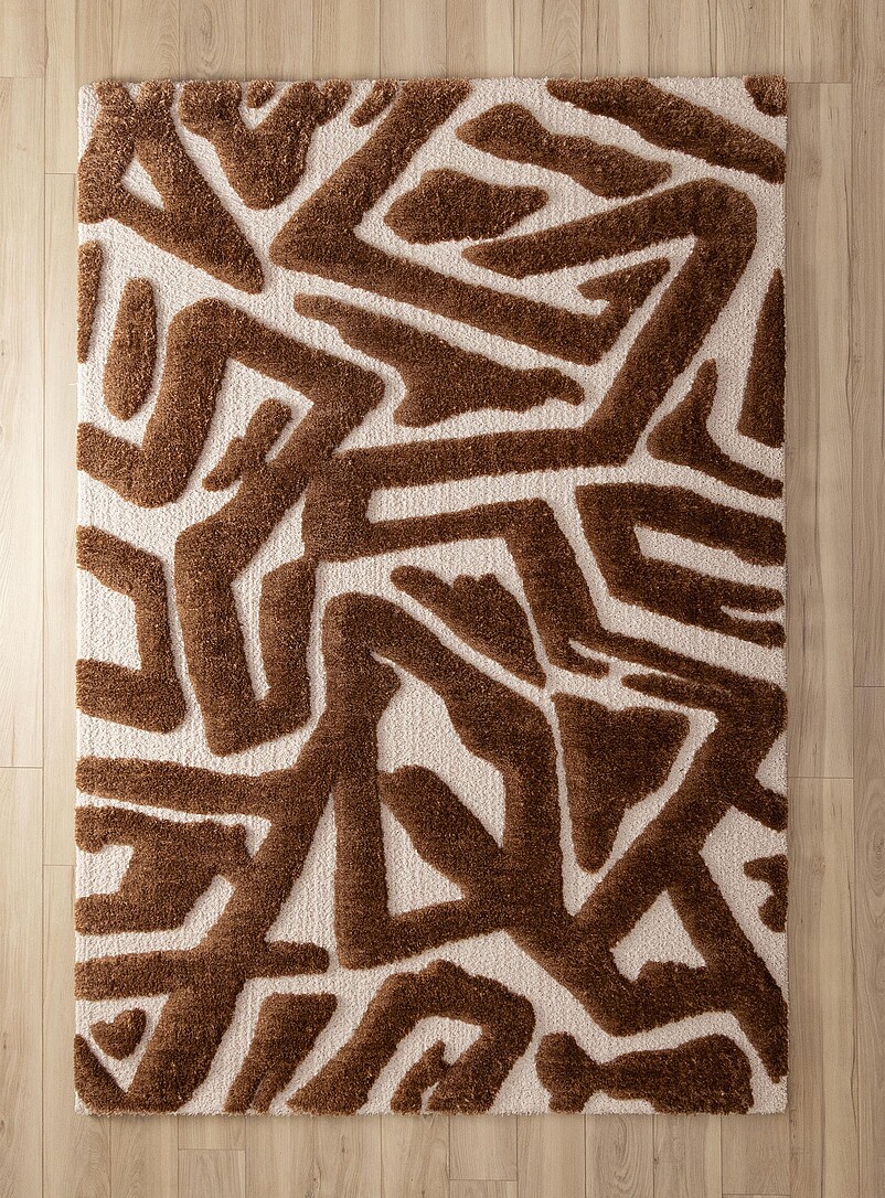 Brown abstract lines rug See available sizes product image (primary)