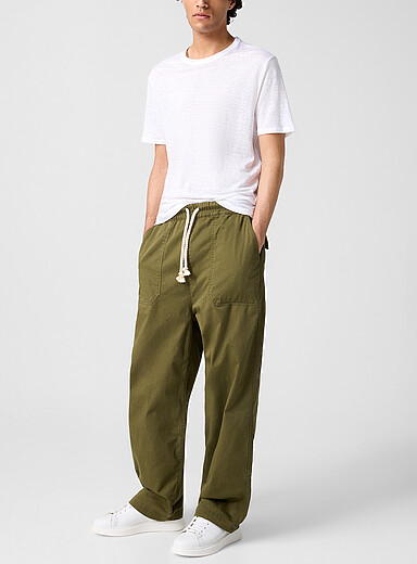 Officine G&eacute;n&eacute;rale Mossy Green Ferry drawstring-waist pant for men