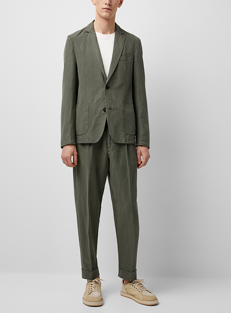 Officine Générale Green Hugo Italian linen blend pant for men