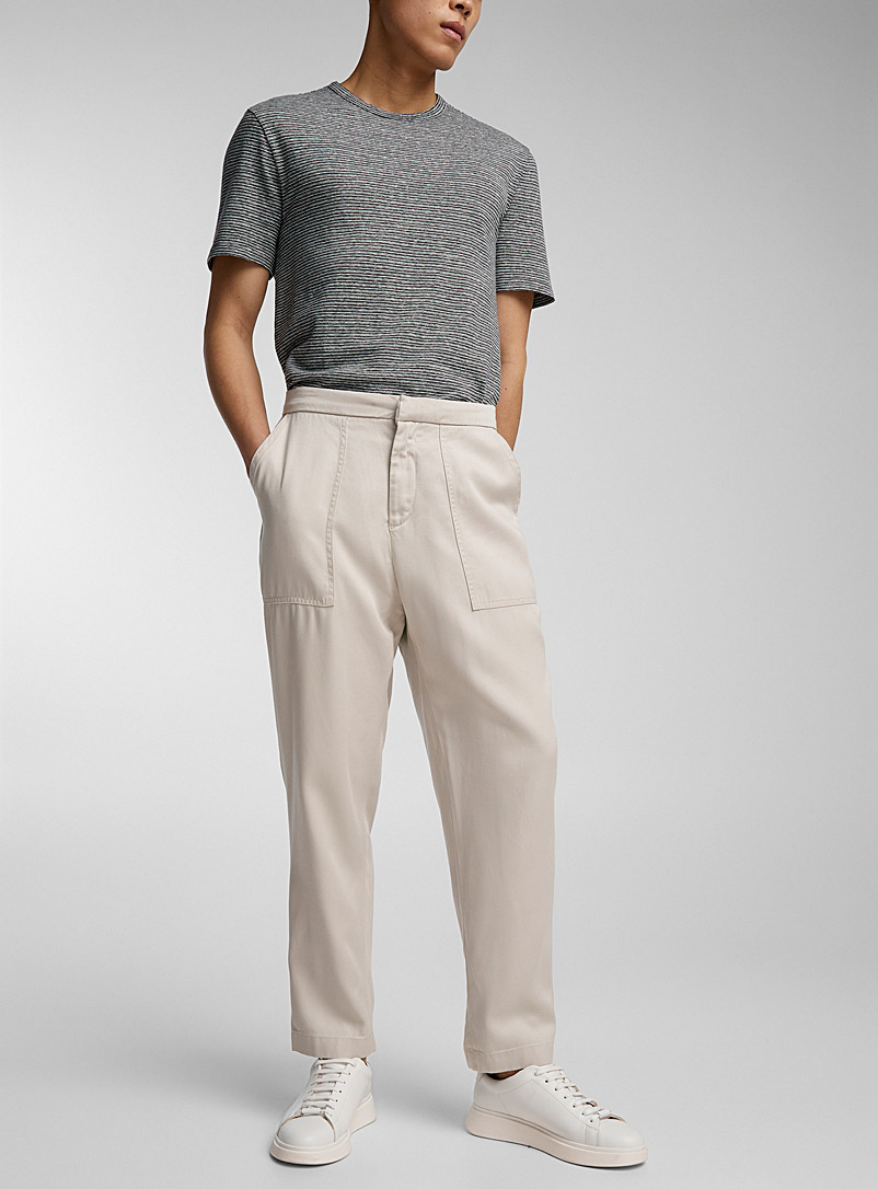 Officine Générale Ivory White Paolo flowy twill chinos for men