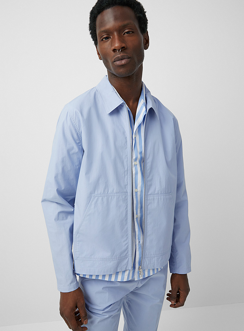 Officine Générale Blue Aymeric cotton poplin jacket for men