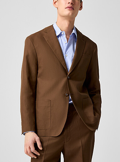 Michel brown linen-lyocell jacket