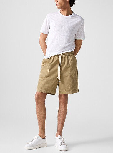Officine G&eacute;n&eacute;rale: Le short Fitz taille cordons Vert fonc&eacute; - Mousse pour homme