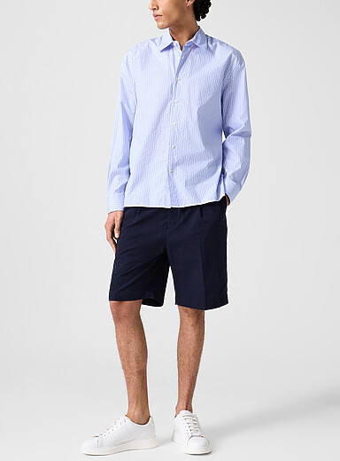 Belted seersucker Bermuda short