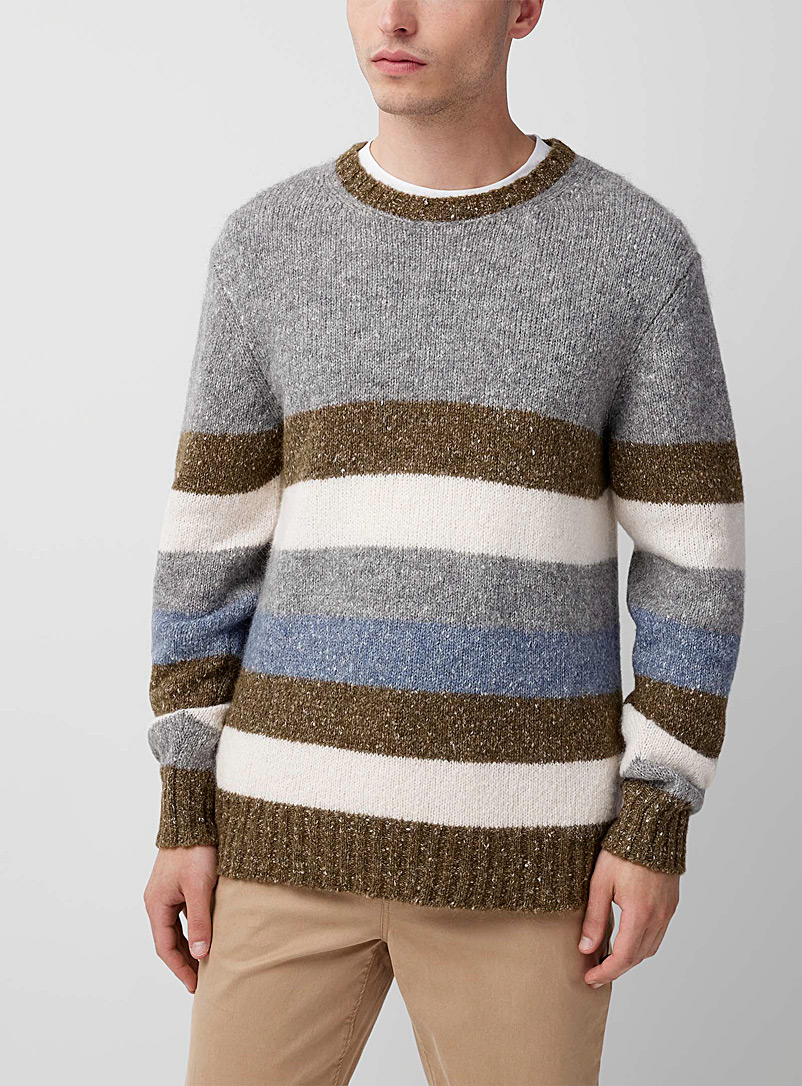 Officine Générale Grey Marco striped sweater for men
