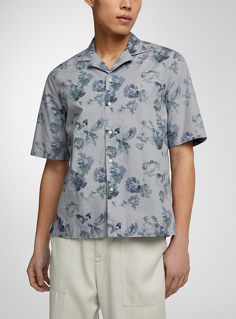 Officine Générale Patterned Blue Eren floral pattern cotton shirt for men