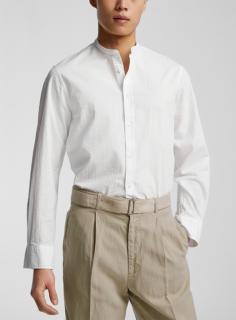 Officine Générale White Gaston seersucker cotton shirt for men