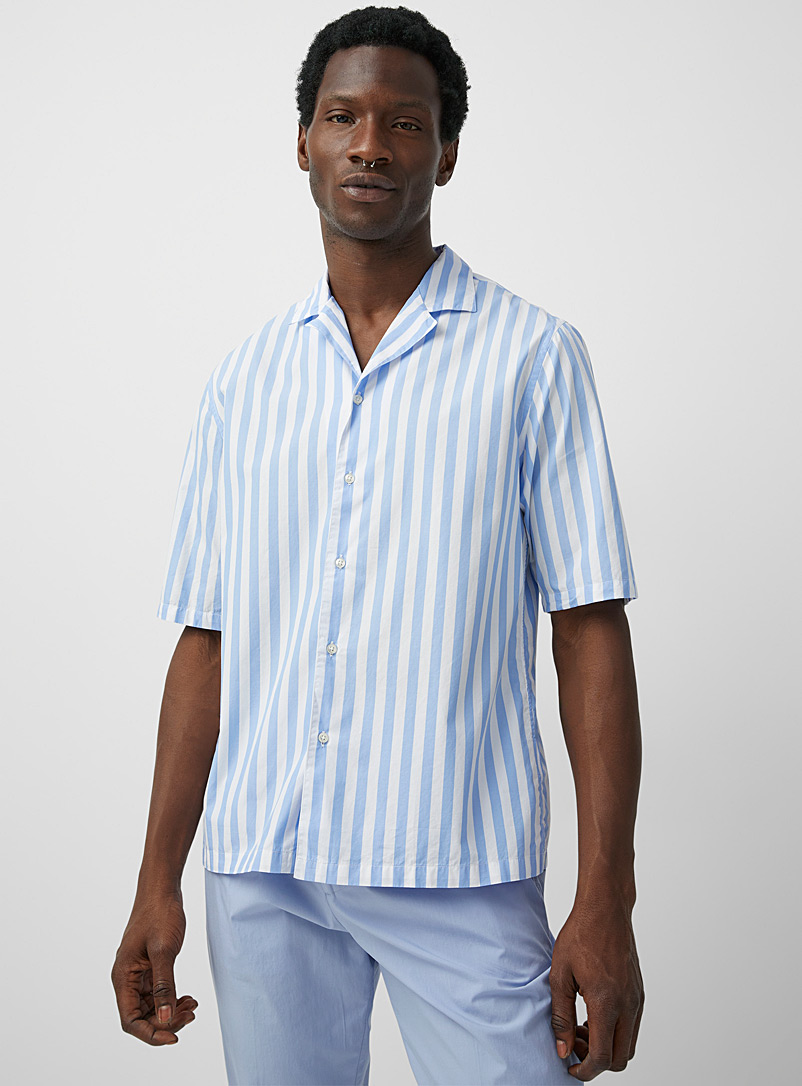 Officine Générale: La chemise Eren rayures verticales Blanc à motifs pour homme