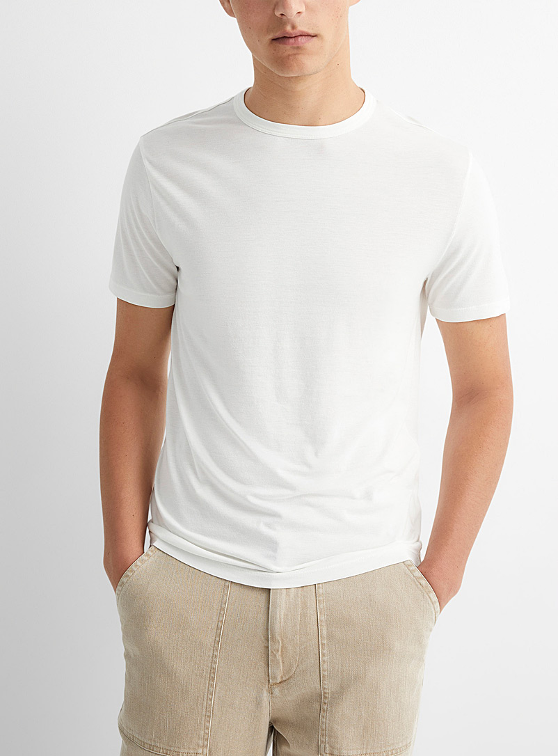 Officine Générale: Le t-shirt essentiel lyocell et coton Ivoire blanc os pour homme