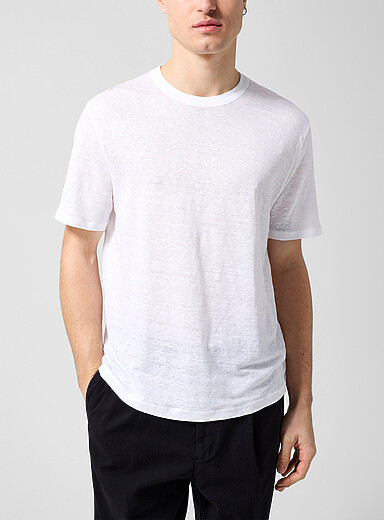 Officine G&eacute;n&eacute;rale White Sheer pure linen T-shirt for men