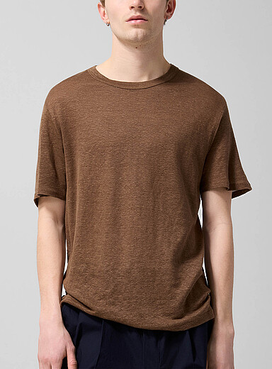 Officine G&eacute;n&eacute;rale White Sheer pure linen T-shirt for men