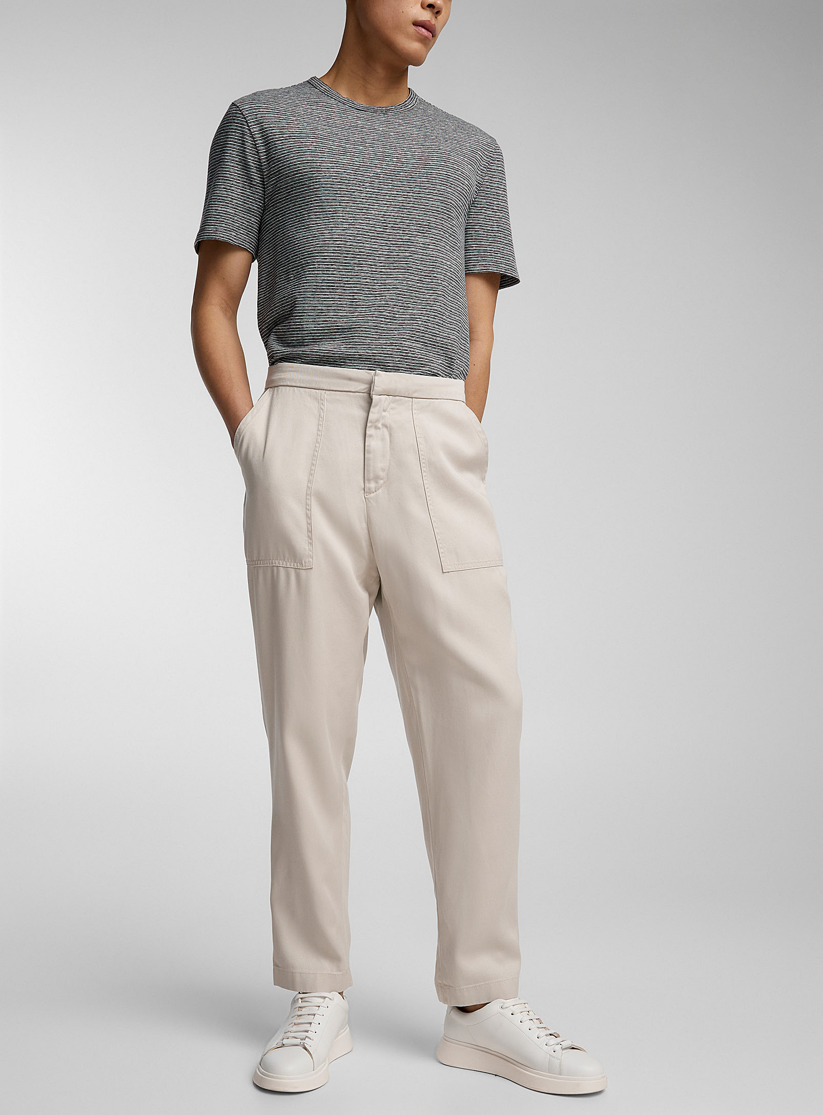 Officine Generale Paolo Flowy Twill Chinos In Ivory White
