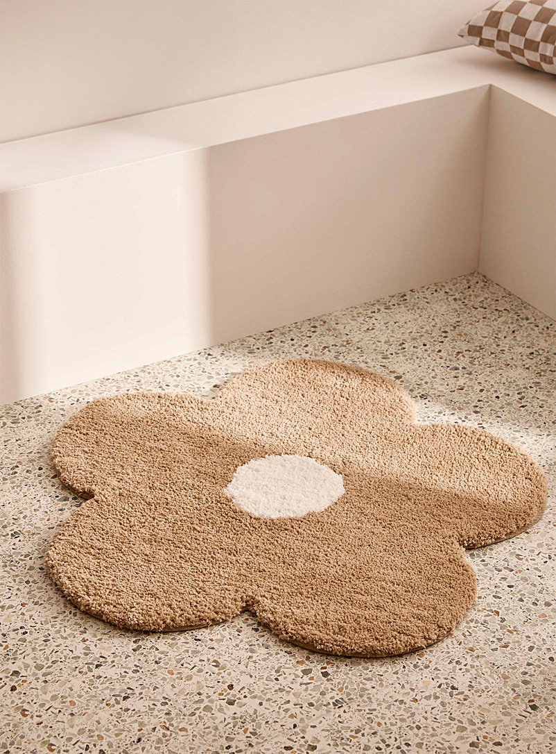 Simons Maison: Le tapis fleur rétro 80 cm de diamètre Brun pâle-taupe