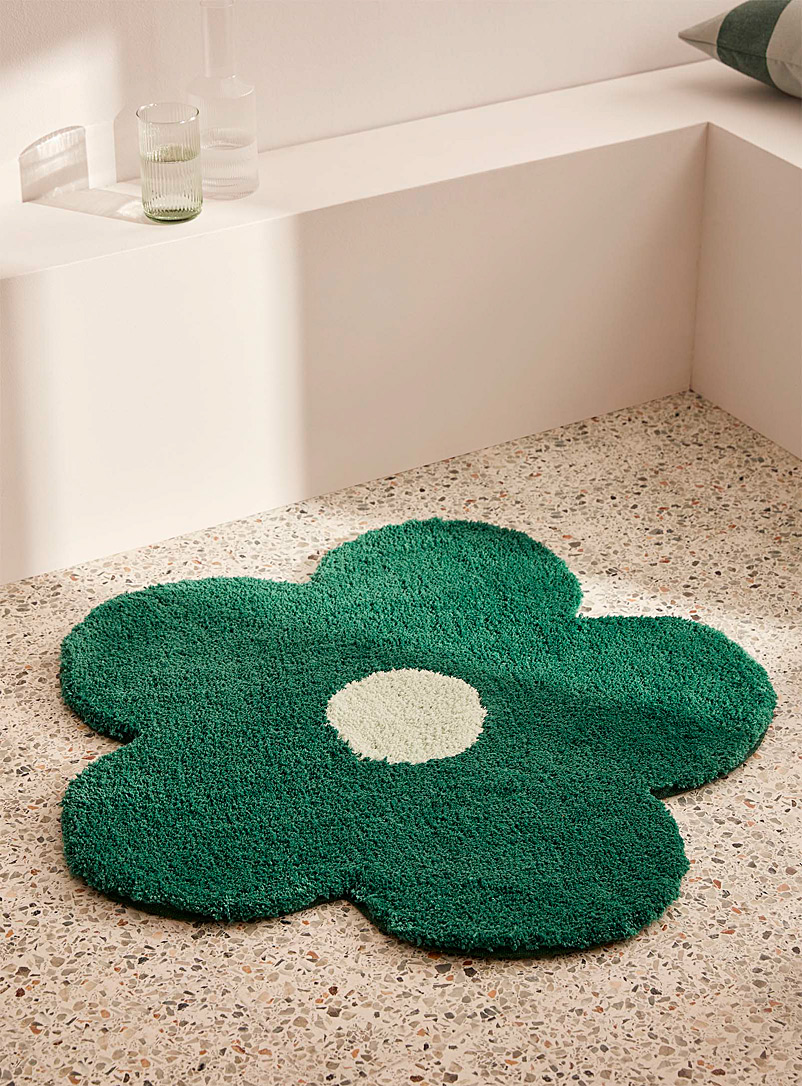 Simons Maison Green Retro flower rug 80 cm in diameter