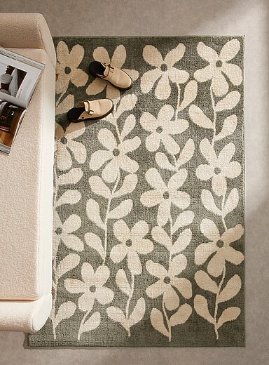 Simons Maison: Le tapis touffet&eacute; marguerites 120 x 180 cm Vert pistache - Menthe