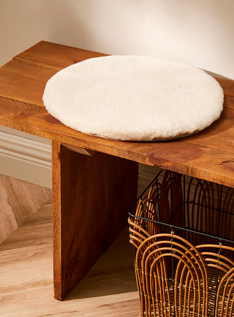 Simons Maison Ivory White Faux-fur chair cushion 40 cm in diameter