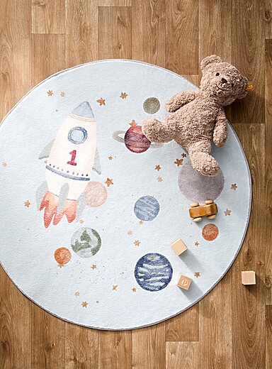 Simons Maison Assorted Space rocket circular rug 100 cm in diameter