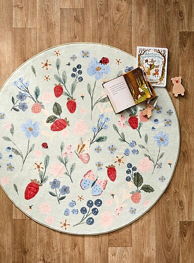Simons Maison: Le tapis circulaire prairie fleurie 100 cm de diam&egrave;tre Assorti