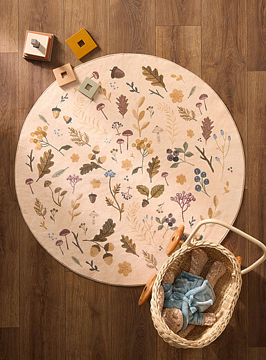 Simons Maison Patterned Beige Forest bounty round rug 100 cm in diameter
