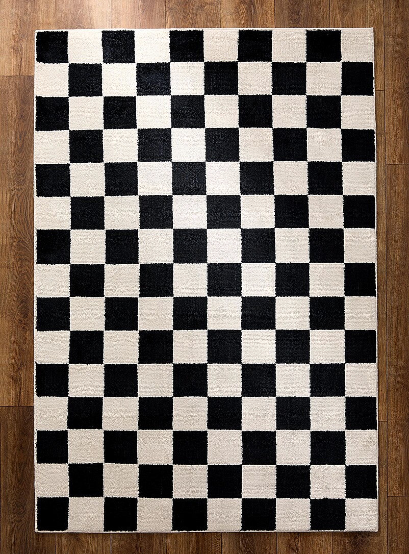 Black-and-white checkers tufted rug 120 x 180 cm product image (primary)