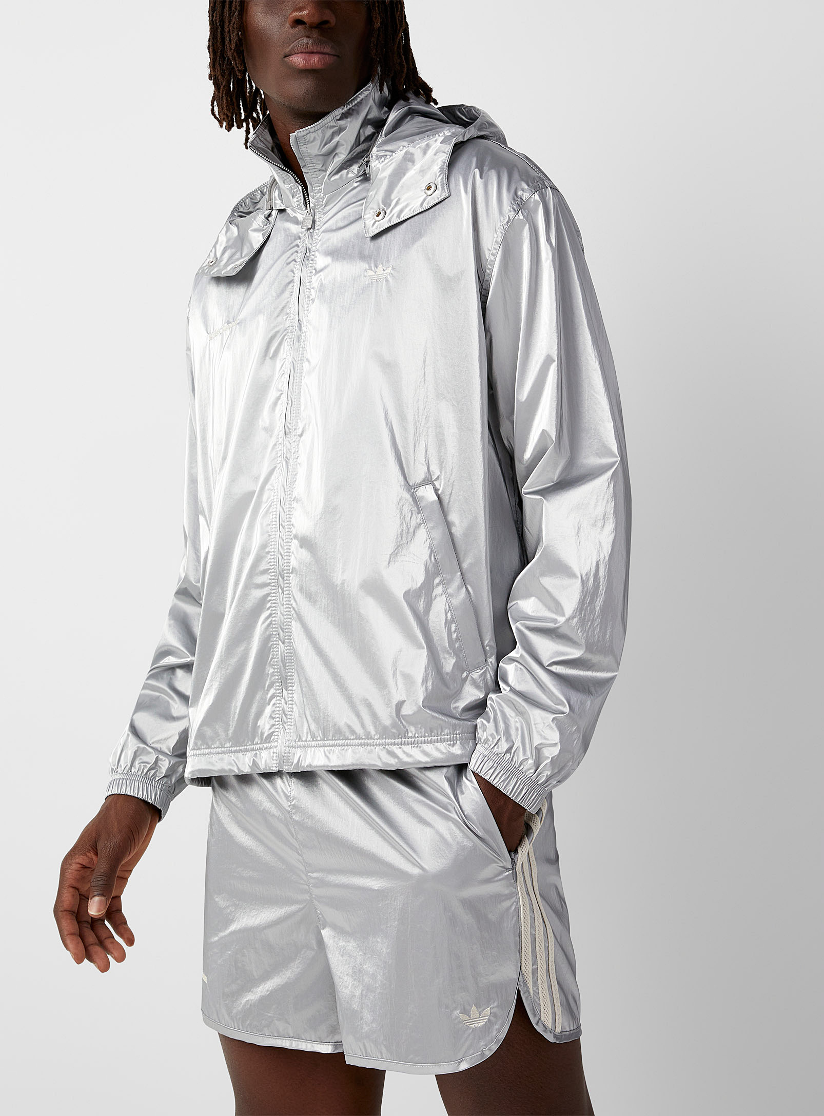 Adidas X Wales Bonner - Men's Silvery fabric Windbreaker Jacket