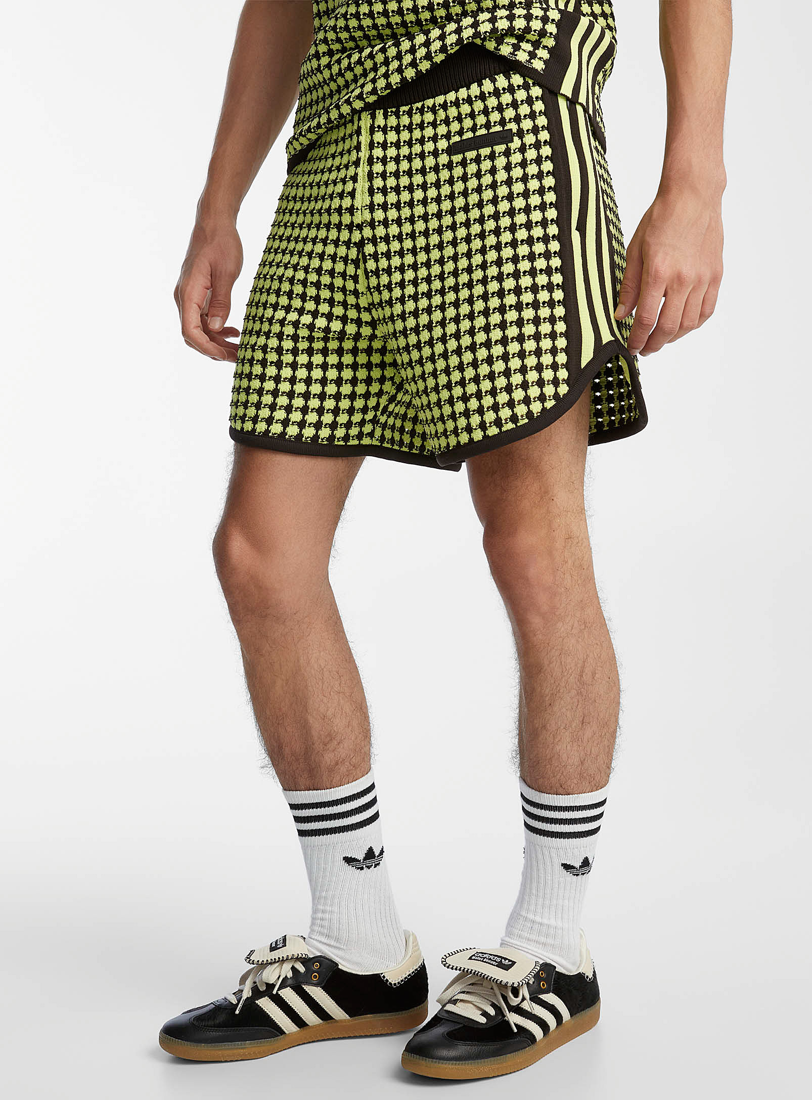 Adidas X Wales Bonner Graphic Knit Short In Patterned Green